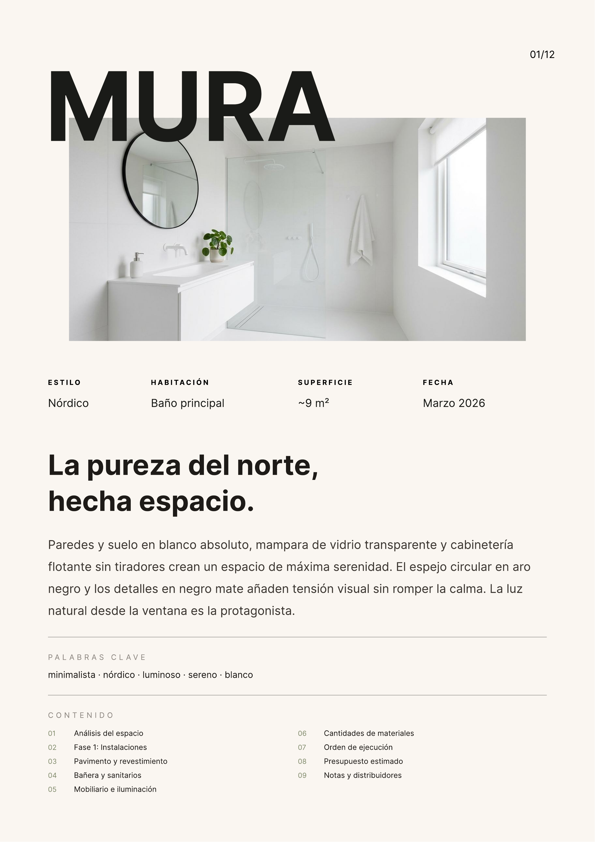 Mura Brief — Baño principal estilo nórdico